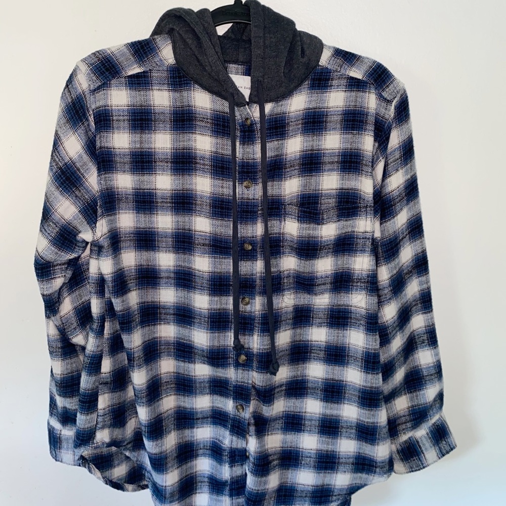 AE Oversized Hooded Flannel Shirt